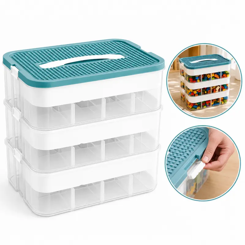 3patrový organizér pro LEGO se 3 zásuvkami, 31 x 30 x 22 cm