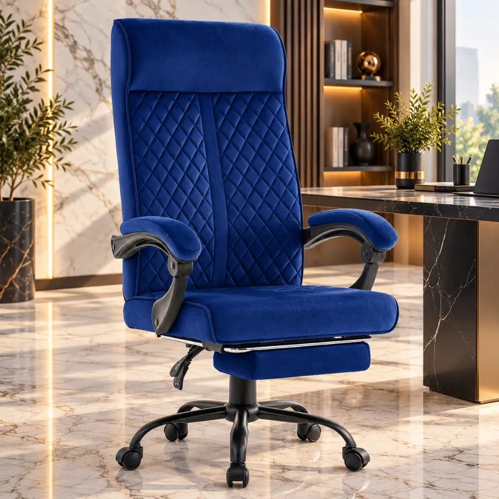 Ergonomická kancelářská židle HC-1030 s pružinovým sedákem a nosností 120 kg – modrá