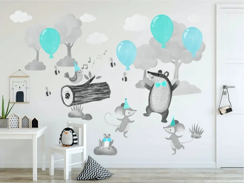 Originální nálepka pro děti do dětského pokoje tančící zvířátka 60 x 120 cm