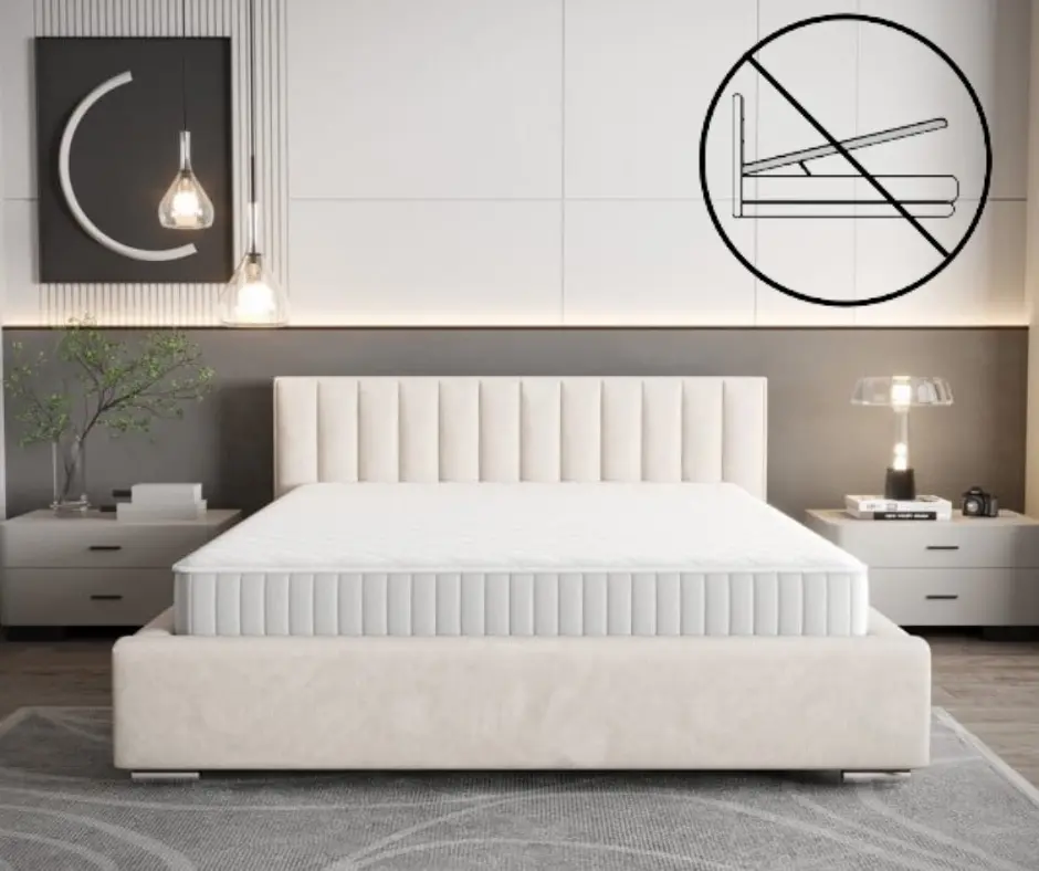 Moderní čalouněná postel s vertikálním prošíváním na čele v krémové barvě 180 x 200 cm