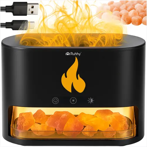 Aroma difuzér - zvlhčovač vzduchu s efektem krbu a RGB podsvícením