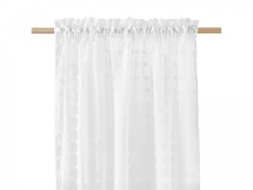 Bílá záclona CASABLANCA se vzorem kuliček 140 x 250 cm
