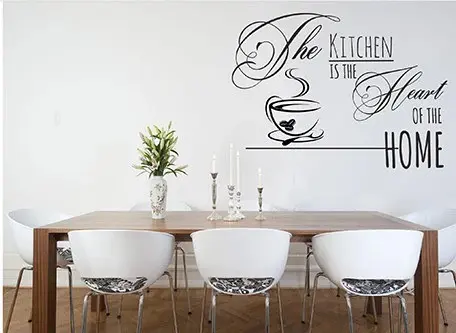 Nálepka na zeď s textem THE KITCHEN IS THE HEART OF THE HOME