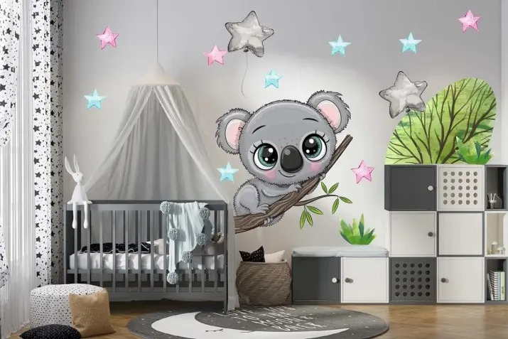 Samolepka na zeď pro děti roztomilé koala ve hvězdách