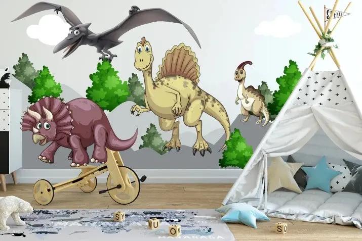 Nálepka na zeď pro děti dinosauři v přírodě