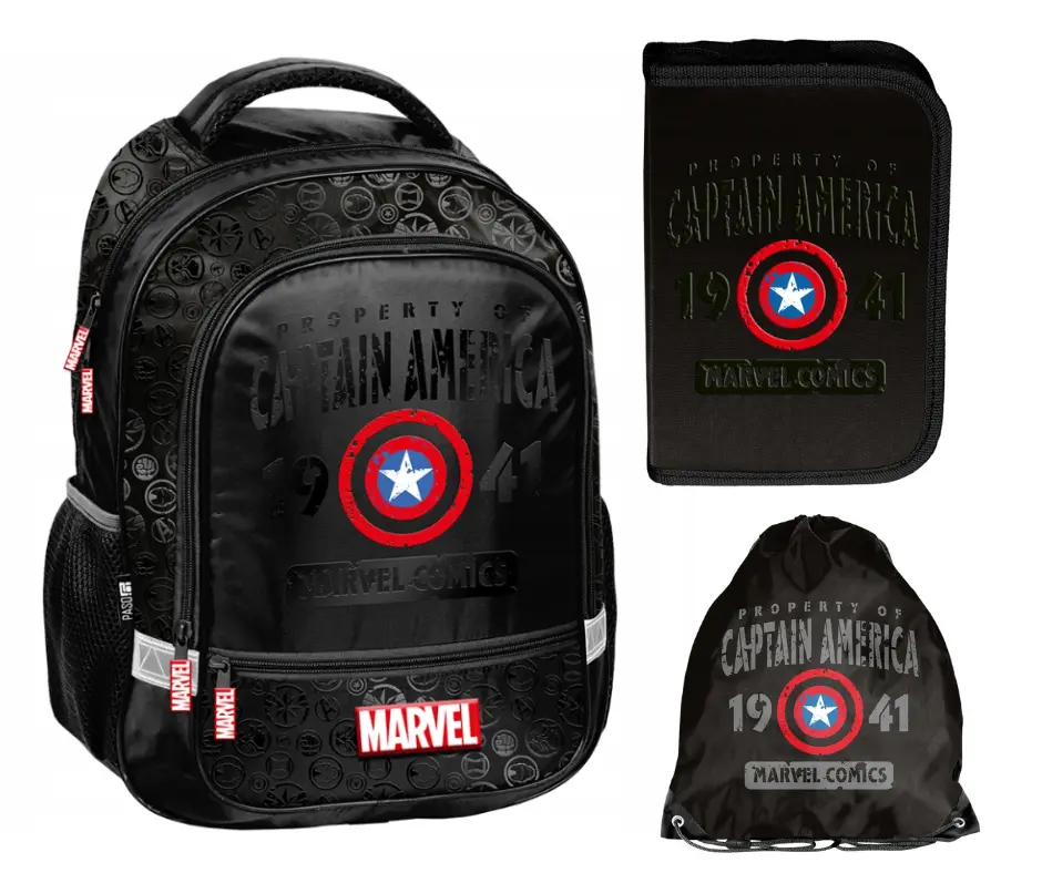 Školní sada CAPTAIN AMERICA AVENGERS - batoh + penál + taška na přezůvky