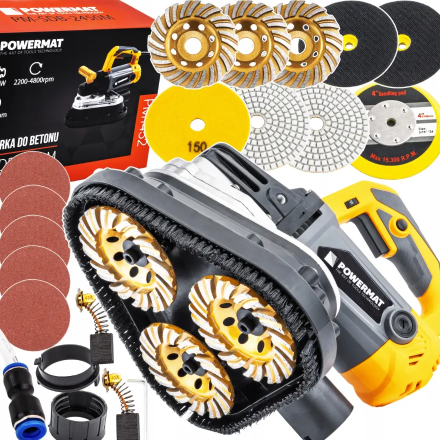 Betonová bruska Powermat s regulací otáček a odsáváním prachu - 2450 W