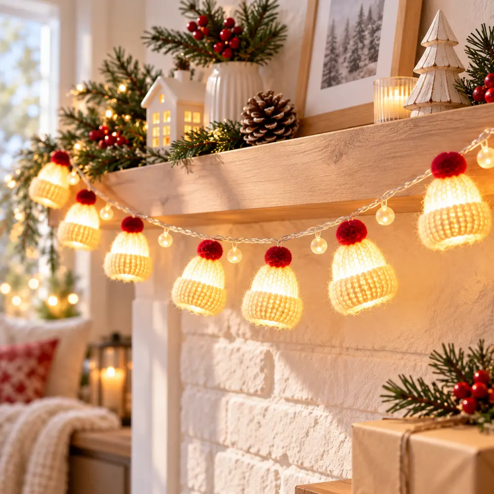 Vánoční LED světýlka, čepice Santu – 10 LED diod
