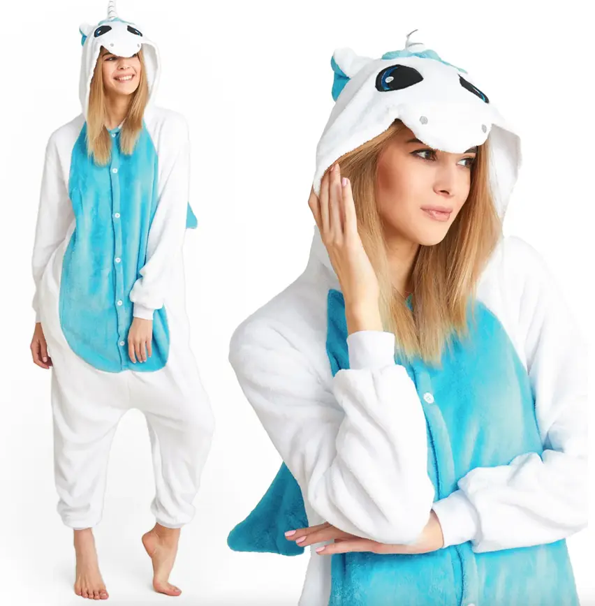 Tyrkysový overal kigurumi s motivem jednorožce velikost S