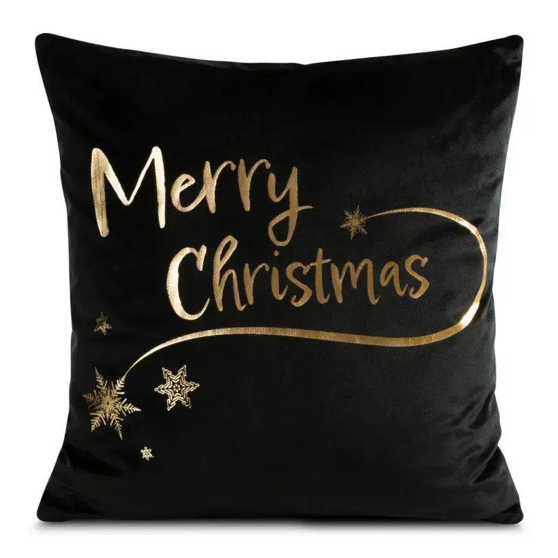 Černý sametový vánoční přehoz MERRY CHRISTMAS Šířka: 45 cm | Délka: 45 cm
