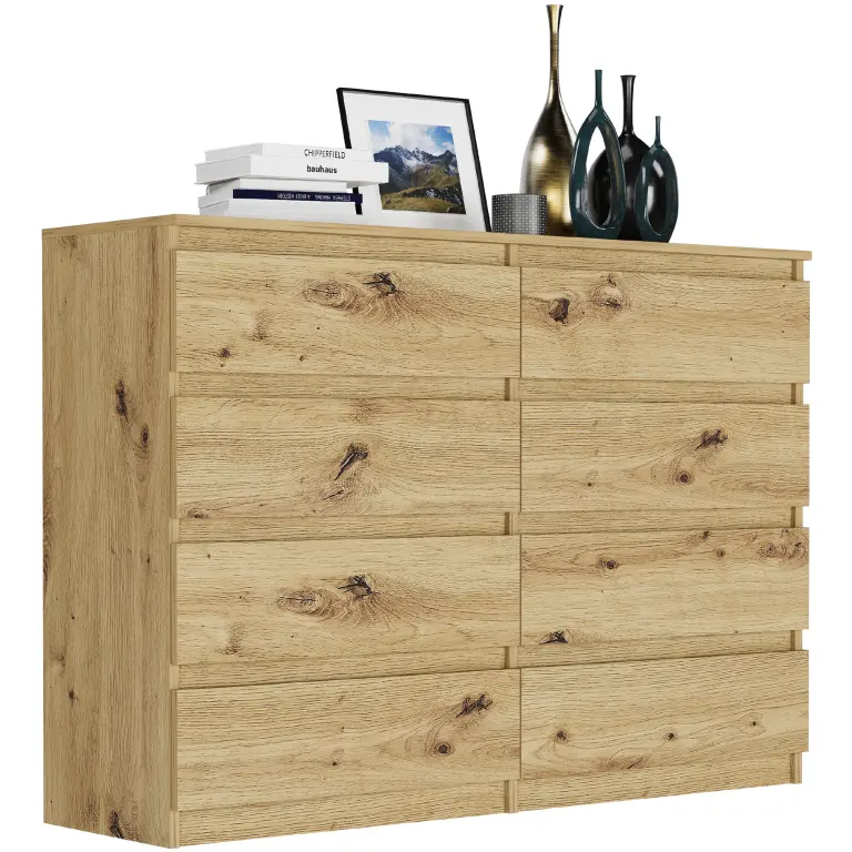 Moderní komoda s 8 zásuvkami R-140-S8 - různé barevné varianty artisan