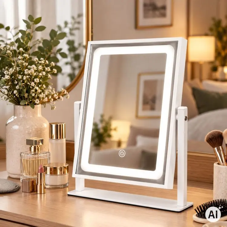 Hollywoodské LED kosmetické zrcátko na stůl s dotykovým ovládáním – 25 x 30 cm