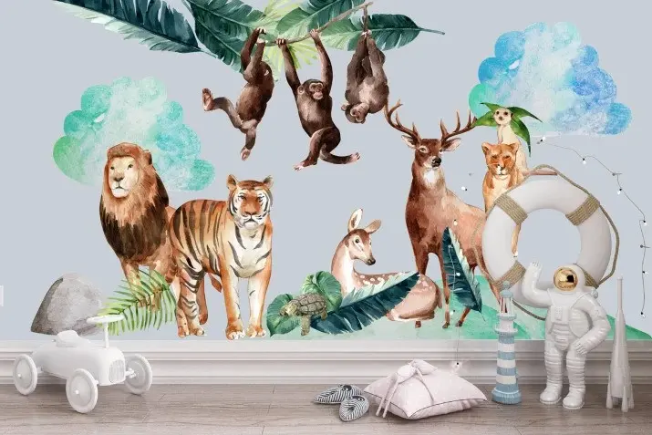 Nástěnná samolepka zvířata ze zoo