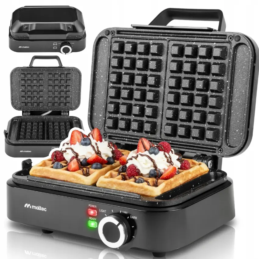 Vaflovač MalTec 1200 W – 2 velké vafle, nastavitelná teplota, mramorový nepřilnavý povrch