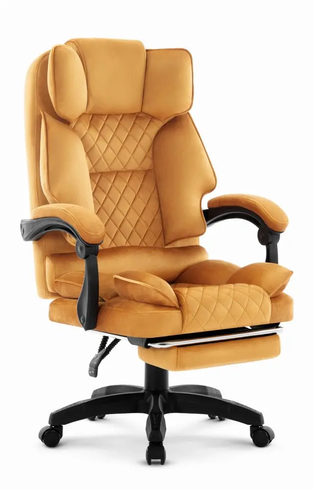 Ergonomická kancelářská židle HC-1031 s opěrkou nohou - hořčicově žlutá