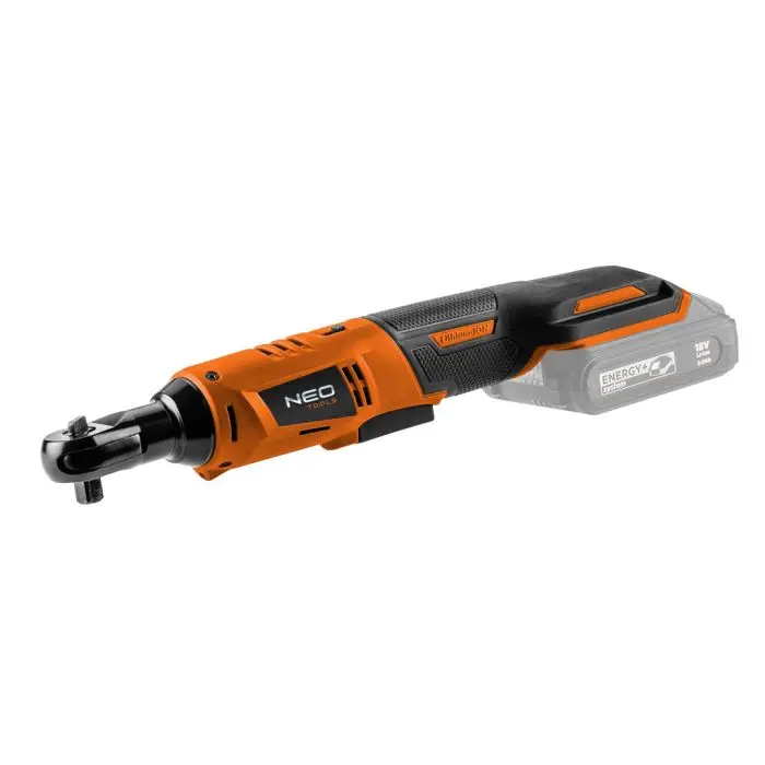 Akumulátorová ráčna Energy+ 18V, Li-lon, 3/8 palce, bez baterie, 1/2 palcový adaptér 04-603 NEO