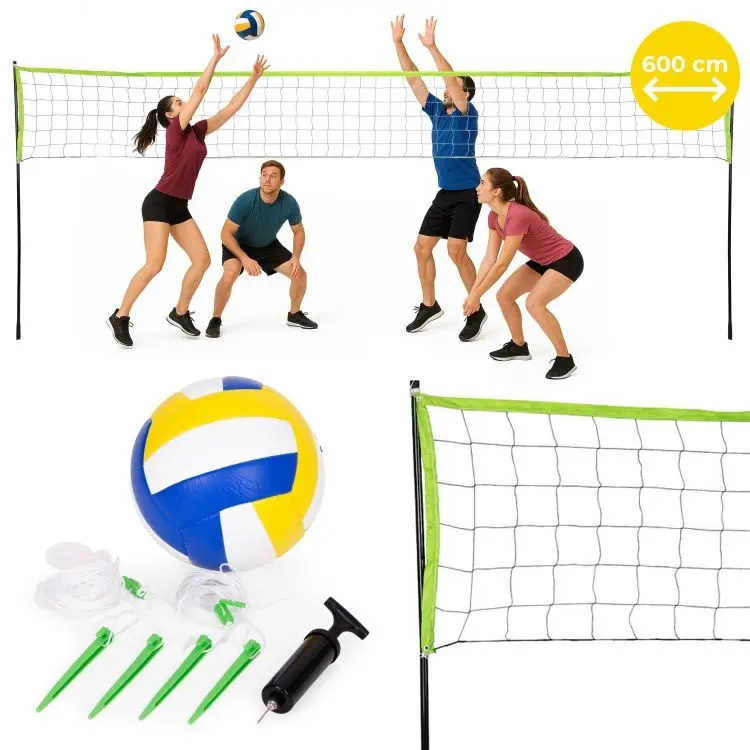 Skládací síť na volejbal a badminton se sloupky - 600 x 242 cm