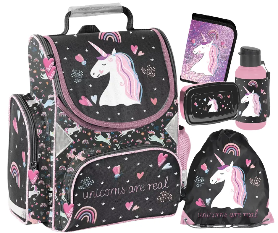 Dívčí školní sada PASO UNICORN - 5dílná školní sada s taškou a doplňky