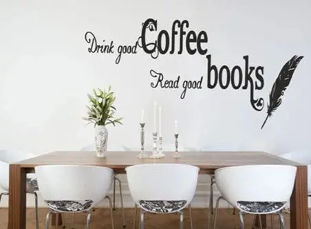Nálepka na zeď s textem DRINK GOOD COFFEE, READ GOOD BOOKS