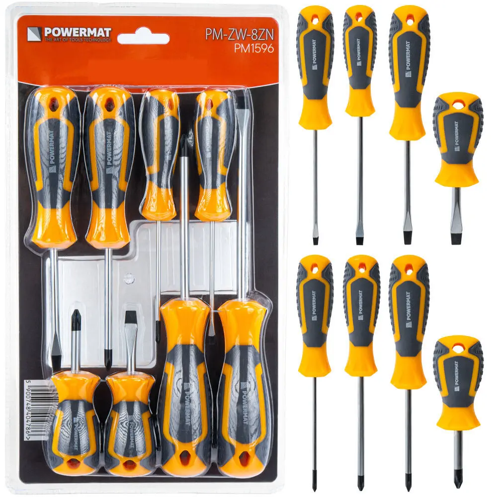 Sada 8 ergonomických šroubováků Powermat – magnetické hroty, Cr-V ocel