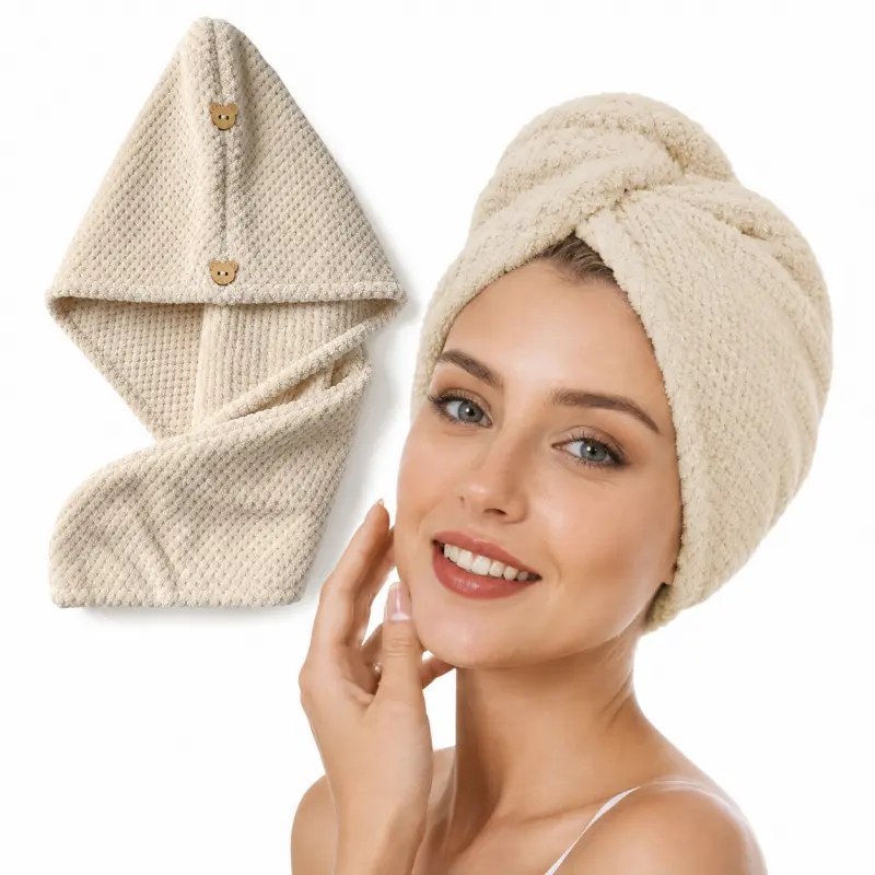 Turban, ručník z mikrovlákna, 65 x 25 cm béžová