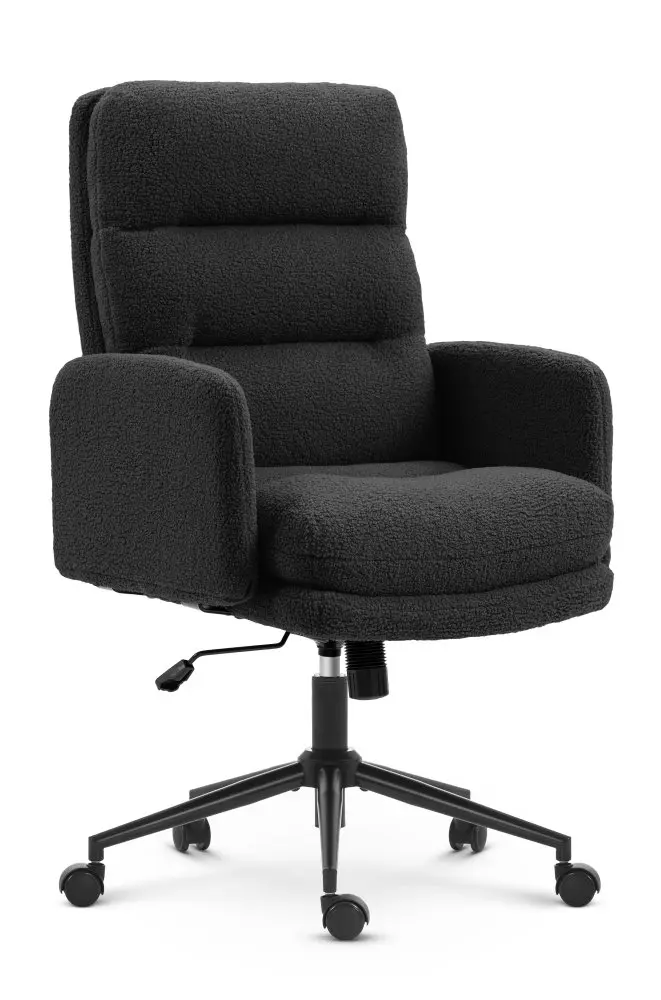 Kancelářská židle HC-1021 s potahem z látky teddy – černá