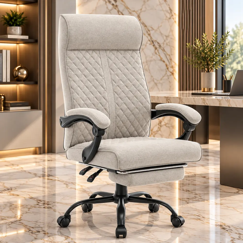Ergonomická kancelářská židle HC-1030 s pružinovým sedákem a nosností 120 kg – béžová