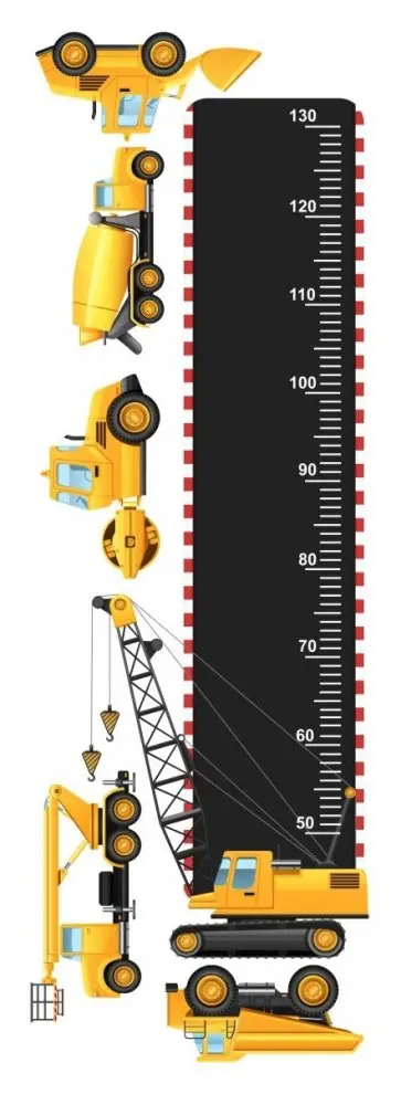 Úžasná nálepka na zeď pro kluky pravítko s auty 40 x 120 cm