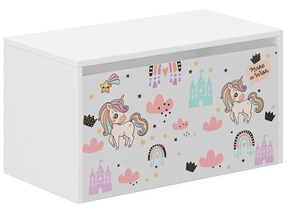 Dětský úložný box s motivem duhového jednorožce – 40 × 40 × 69 cm
