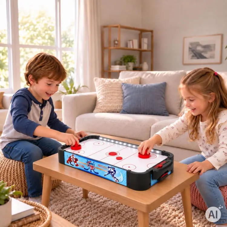 Stolní vzdušný hokej - Air Hockey s LED osvětlením - 57,5 x 30 cm