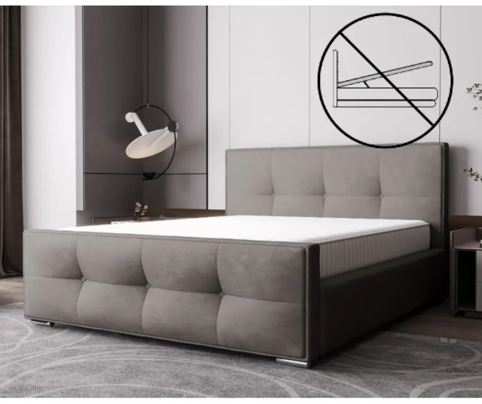 Luxusní čalouněná postel v glamour stylu šedá 180 x 200 cm
