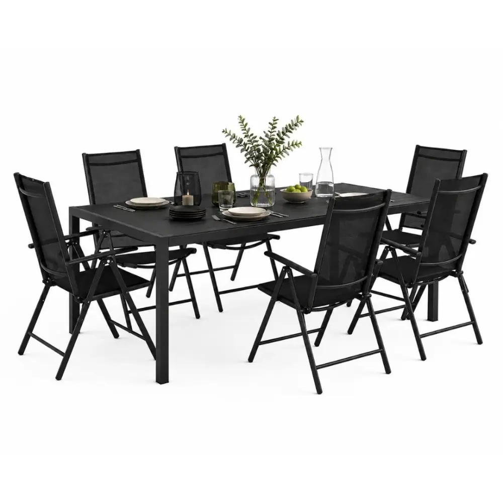 Zahradní set pro 6 osob – stůl s deskou z Polywoodu a polohovacími židlemi