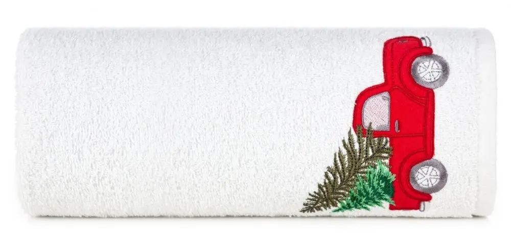 Bavlněný vánoční ručník bílý s autem Šířka: 50 cm | Délka: 90 cm