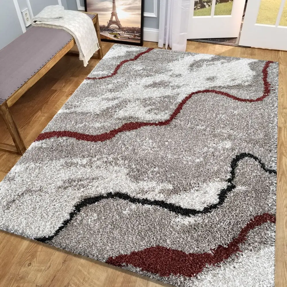 Huňatý koberec v přírodních barvách se vzorem Šířka: 80 cm | Délka: 150 cm