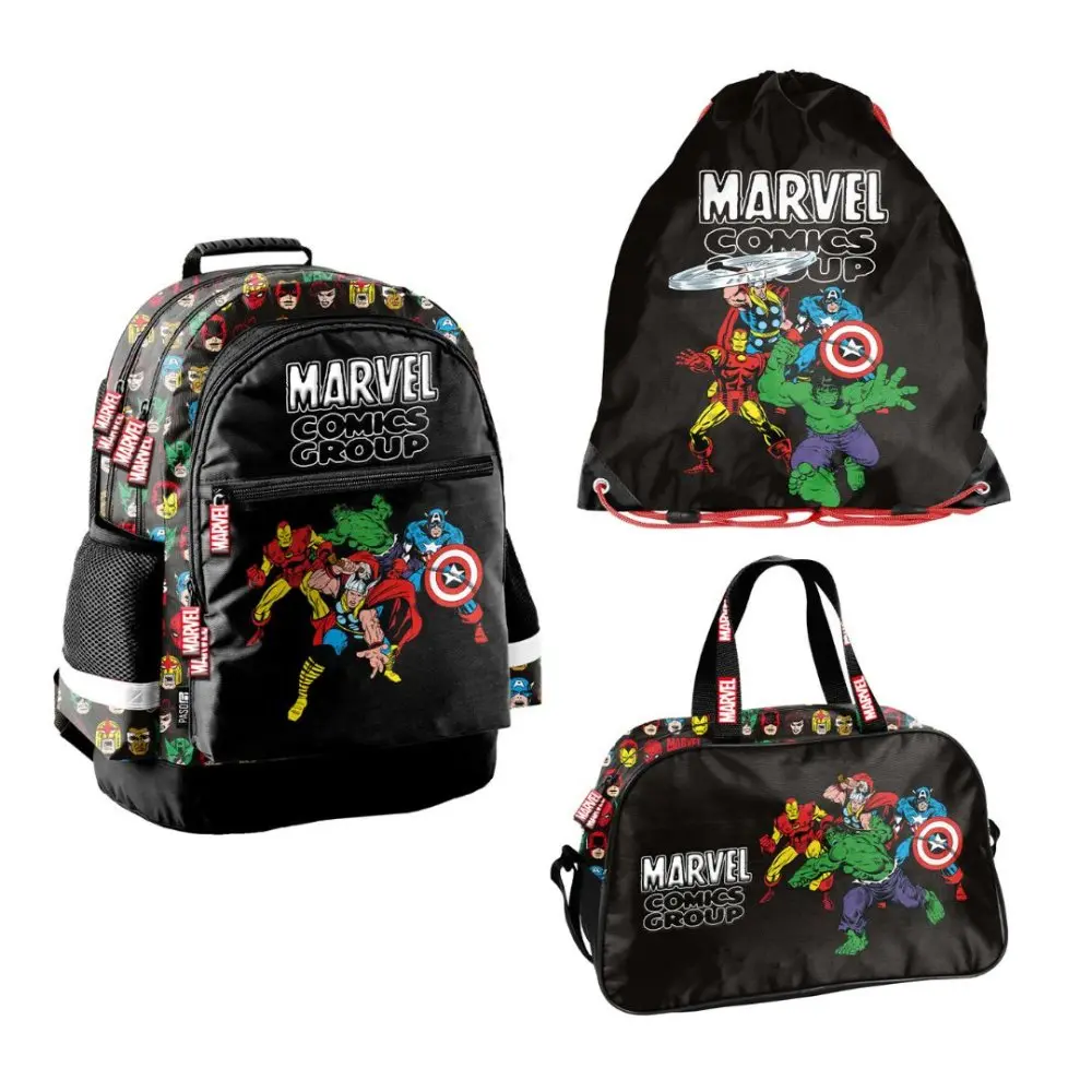 Školní sada Avengers Marvel Comics – batoh, sáček na boty a sportovní taška