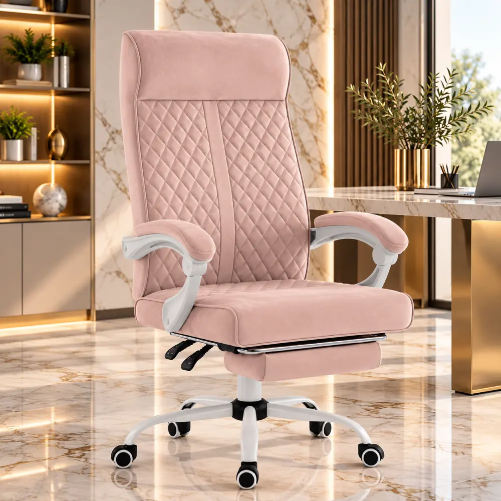Ergonomická kancelářská židle HC-1030 s pružinovým sedákem a nosností 120 kg – růžová