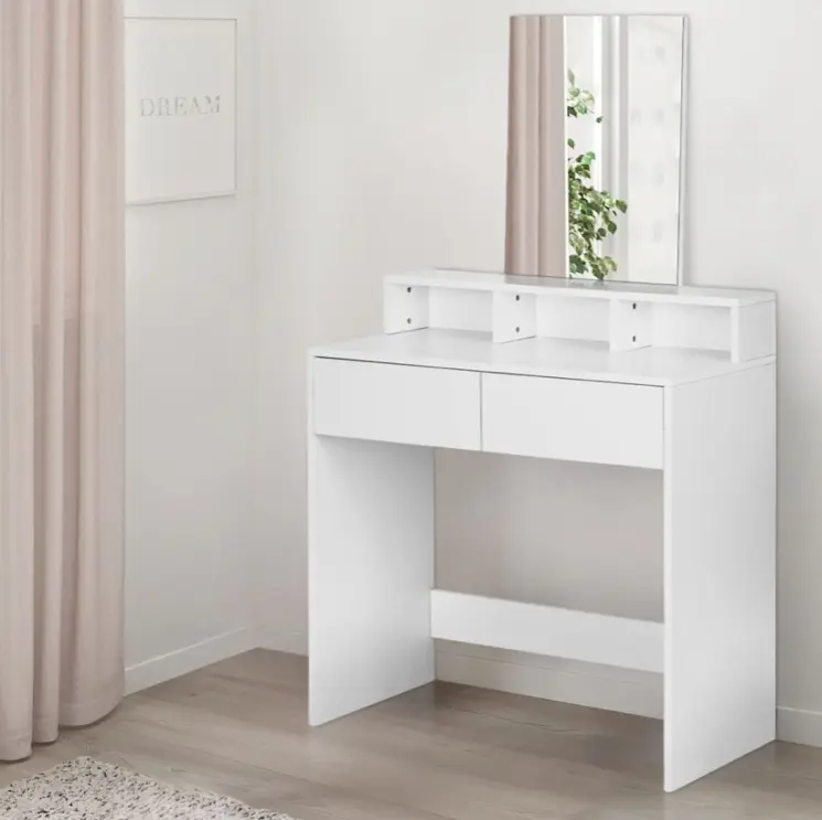 MODERNHOME Toaletní stolek Pretty se zrcadlem a zásuvkami bílý