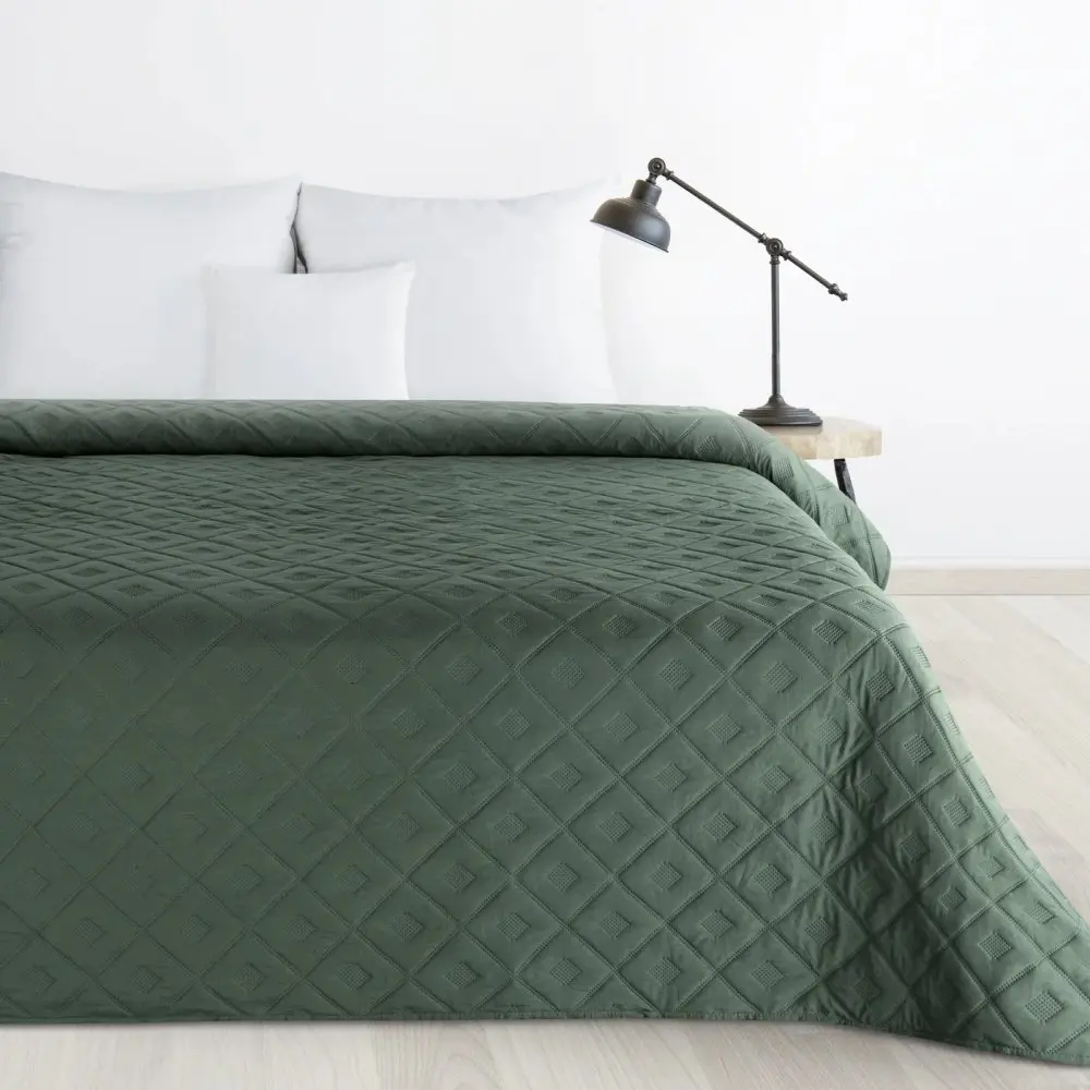Elegantní přehoz - zelený, geometrický vzor Šířka: 200 cm | Délka: 220 cm