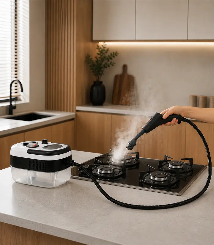 Parní čistič 2500 W pro černobílý čistič kuchyně, koupelny, oken a čalounění s příslušenstvím