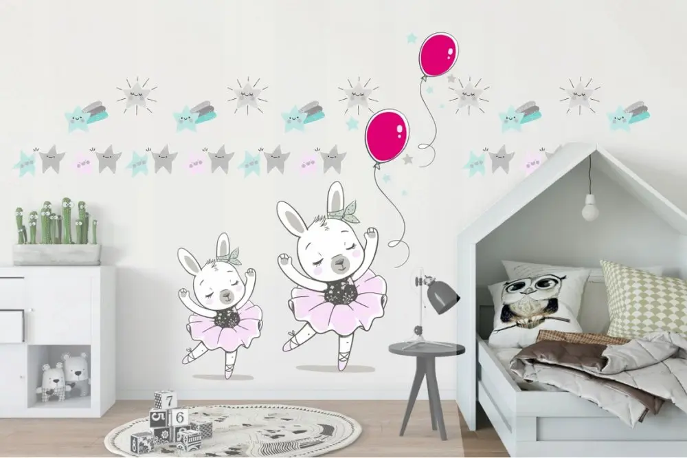 Dětská nálepka na zeď pro holčičku zajíček baletka