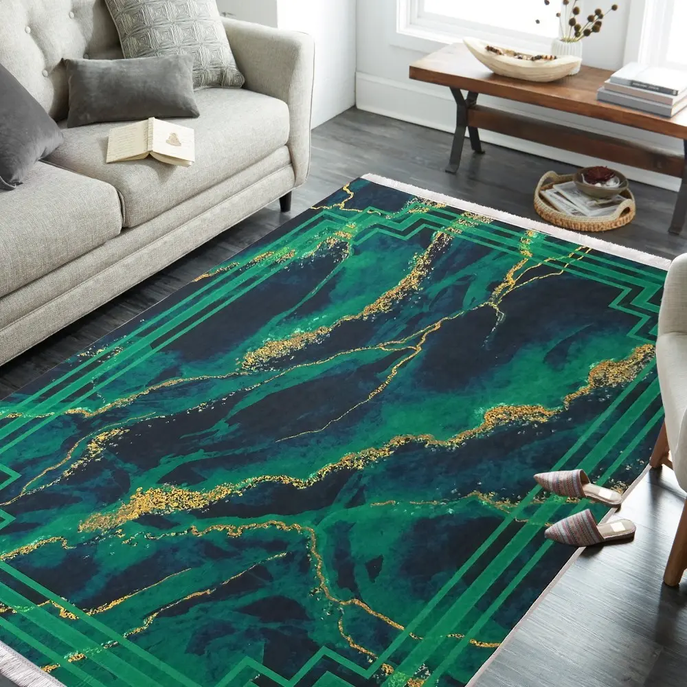 Protiskluzový koberec zelené barvy se vzorem Šířka: 60 cm | Délka: 100 cm