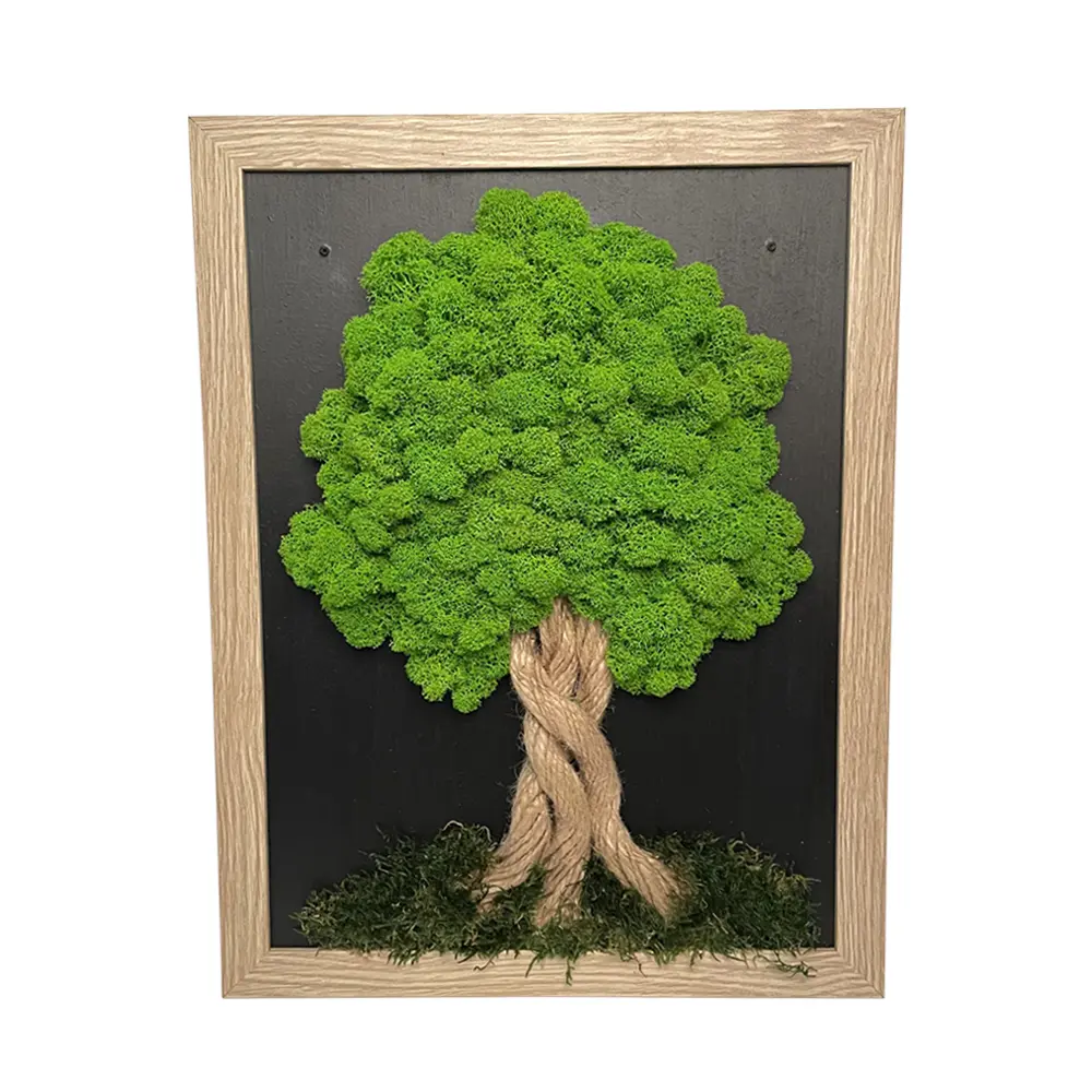 Mechový obraz ve světle hnědém rámu 34 x 44 cm