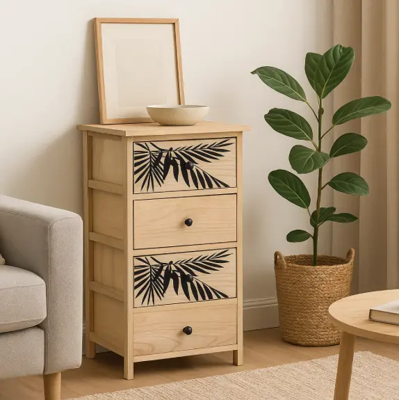 Komoda ZOFIA se 4 zásuvkami - boho design, 40 x 29 x 73 cm