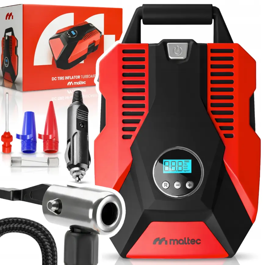 12V autokompresor MALTEC TURBOAIR100 s digitálním displejem a LED osvětlením