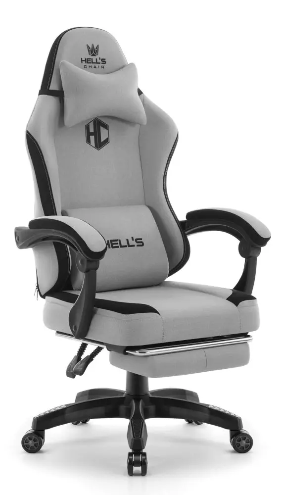 Ergonomická herní a kancelářská židle HC-1016 s opěrkou nohou - šedá