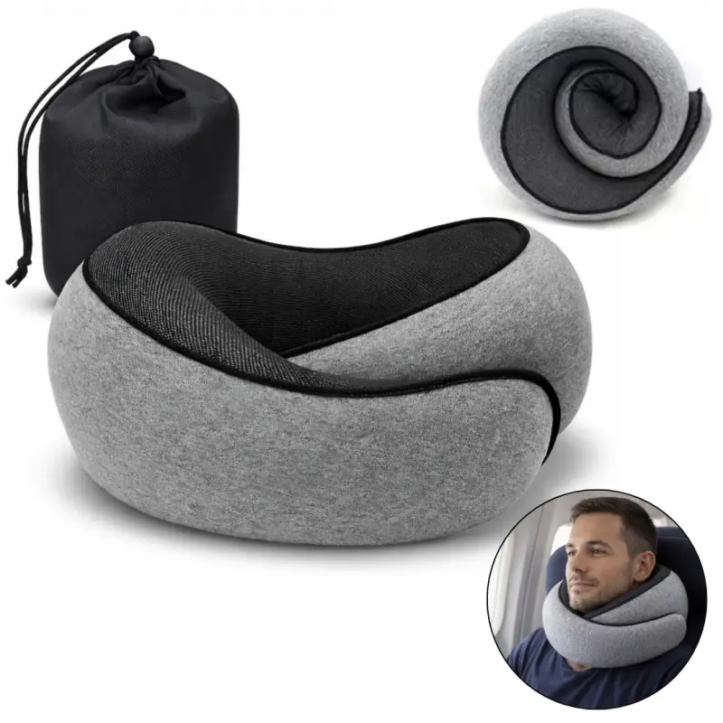 Ergonomický cestovní polštářek na krk ve tvaru U s paměťovou pěnou