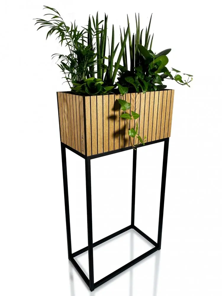 Moderní vysoký květináč přírodní dubové dýhy LOFT FIORINO 42X22X80 cm