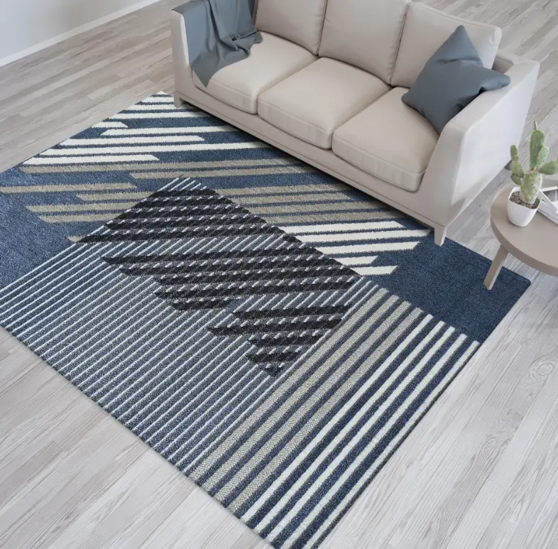 Designový koberec v modré barvě s pruhy Šířka: 60 cm | Délka: 100 cm