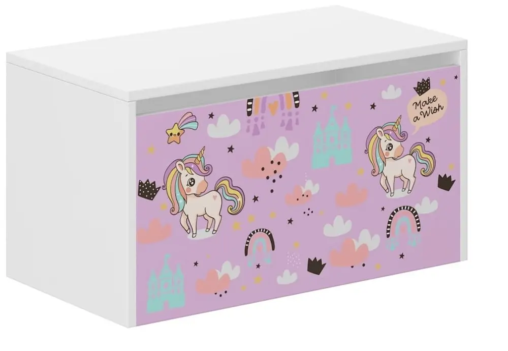 Dětský úložný box s motivem růžového jednorožce – 40 × 40 × 69 cm