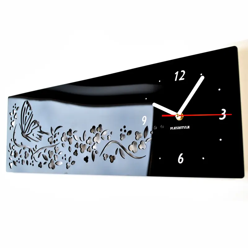 Obdélníkové nástěnné hodiny v moderním designu modrá